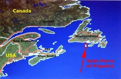Saint-Pierre and Miquelon just off the Newfoundland coast