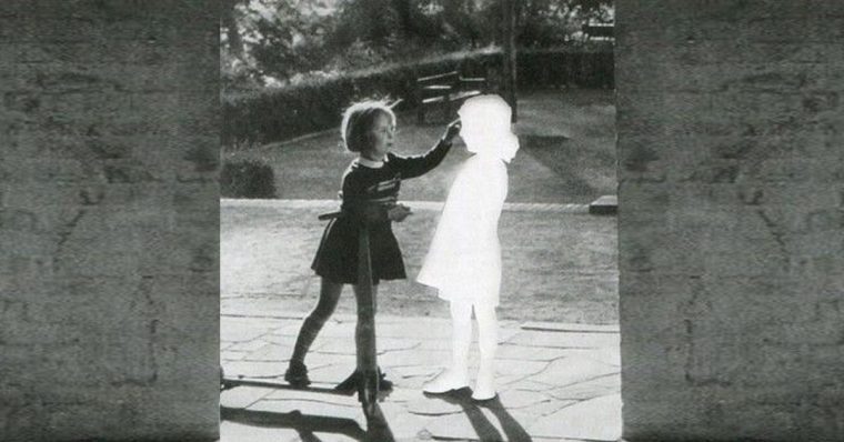 Artistic rendition of a girl with an imaginary friend