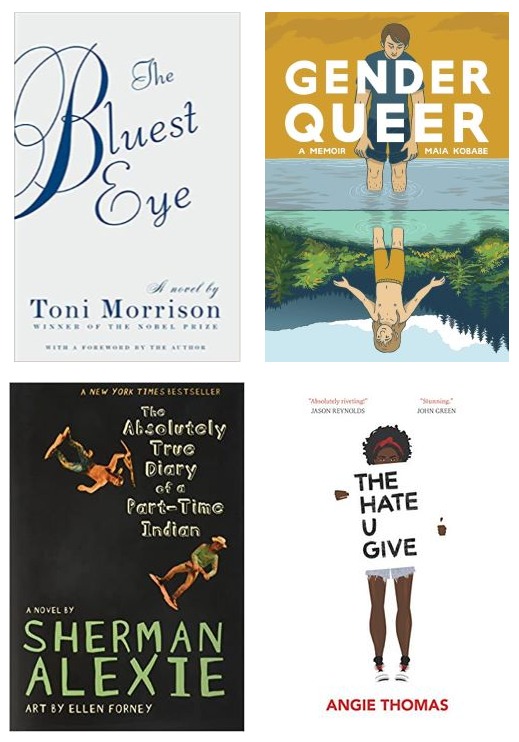 Book jackets of frequently banned books