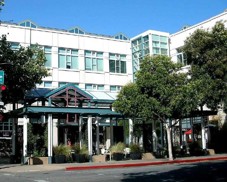 A photo of the Facebook headquarters building