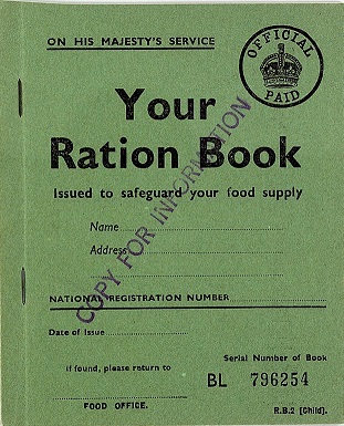 Green ration book from World War II