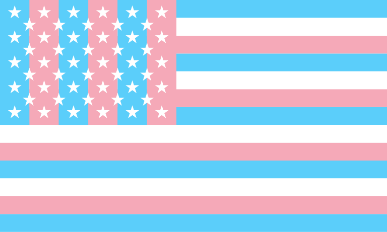 USA flag stars and stripes design overlaid with pink and blue stripes