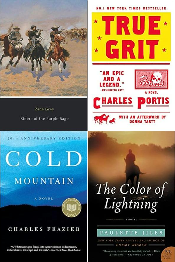 Collage of western novel book jackets